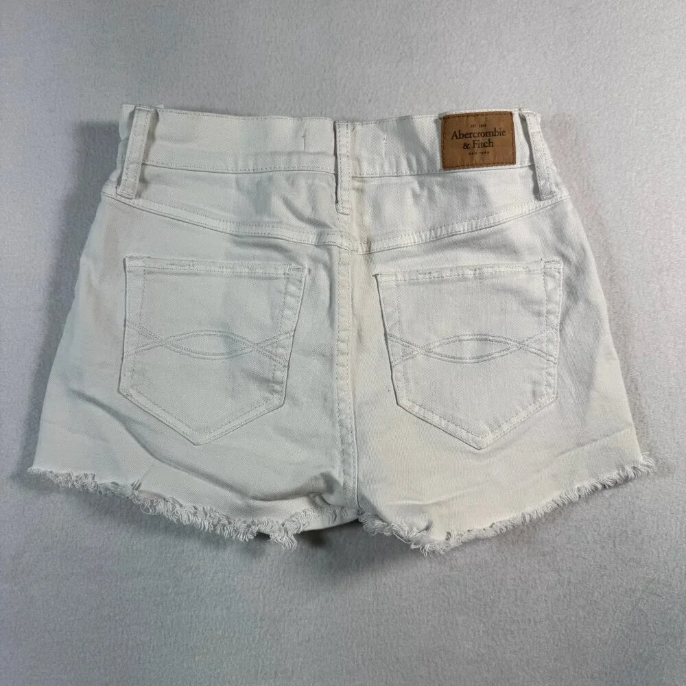 Abercrombie and Fitch Shorts Womens 25 White Cut Off Mid Rise Button Fly